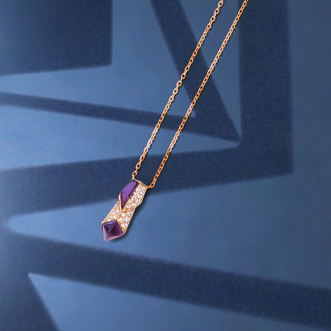 Edgy Arrow Necklace<br>(Full Diamond, 18K Solid Gold)