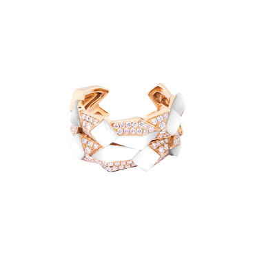 Edgy Double Unisex Ring<br>(Full Diamond, 9K Solid Gold)