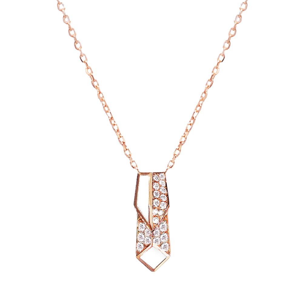 Edgy Arrow Gem Necklace (Full Diamond, 18K Solid Gold)