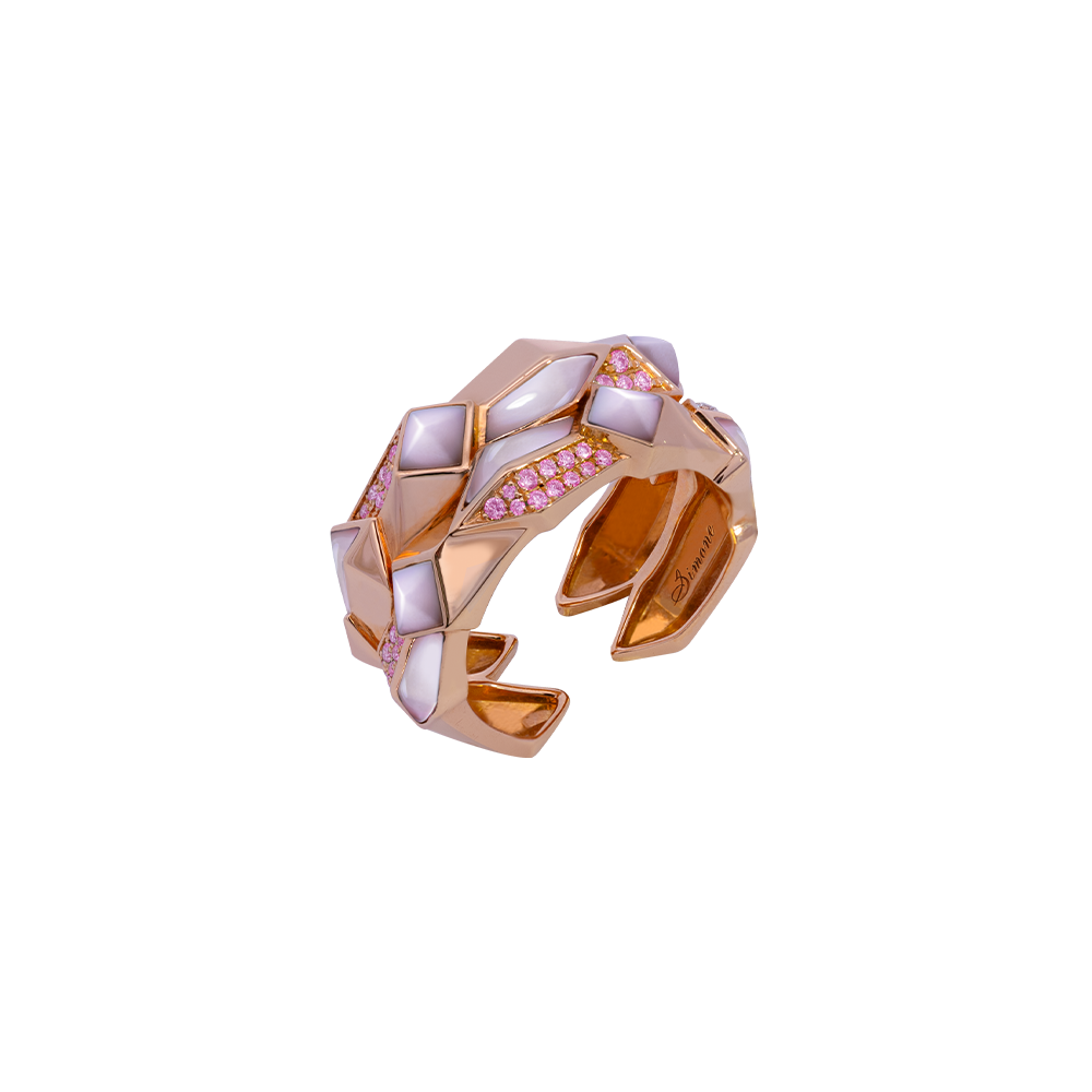 Exclusive: Edgy Double Ring - Pink Edition (Semi-Diamond, Solid Gold)