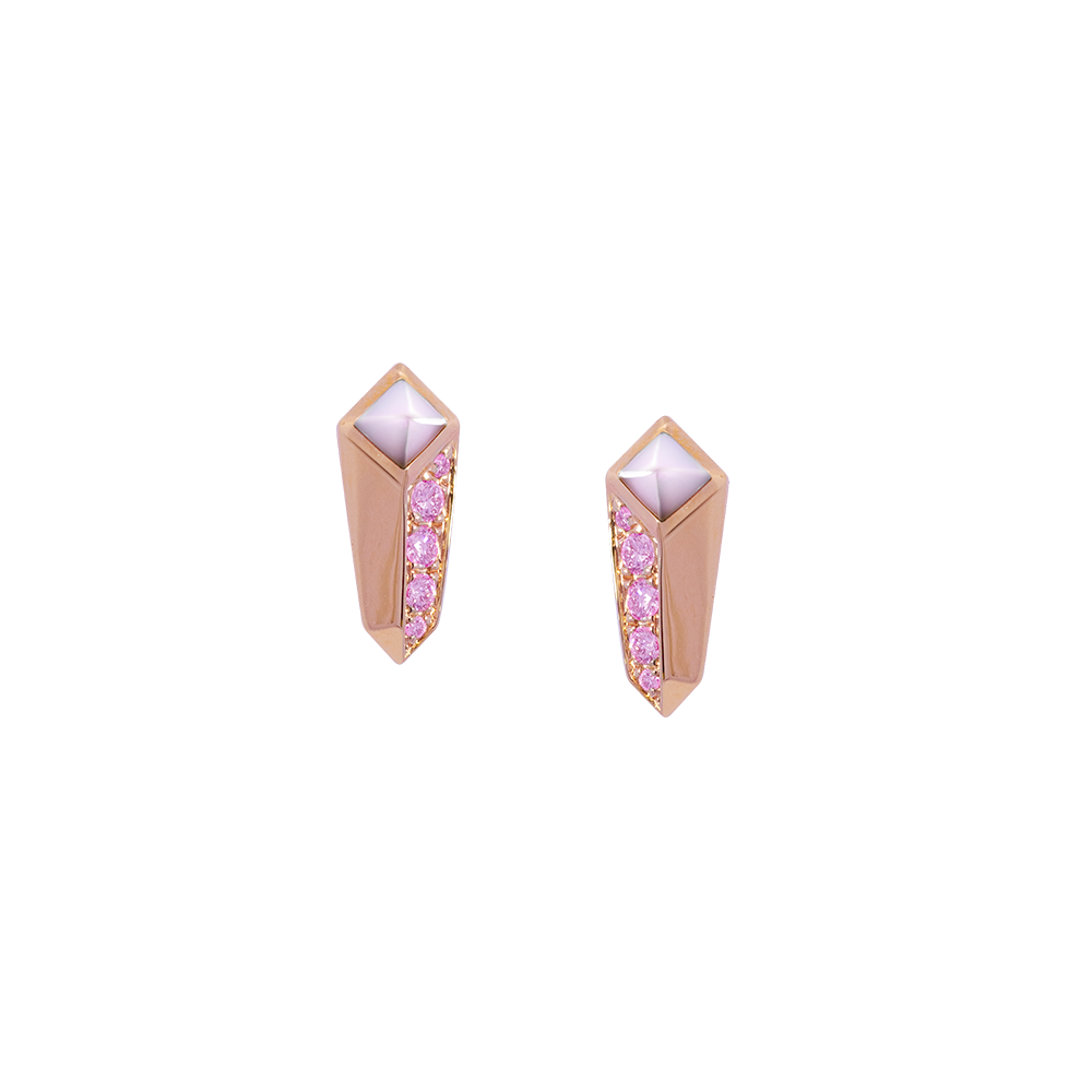 Exclusive: Edgy Studs - Pink Edition (Semi-Diamond, 18k Rose Gold)