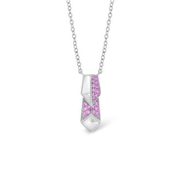 Empower Her Arrow Necklace (925 Silver, Full Pink Sapphire)