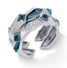 Edgy Double Gem Ring (Semi-diamond, 18k white gold, swiss blue topaz)