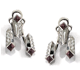 Edgy Jacket Gem Studs (Semi-Diamond, 18k white gold, pink garnet)