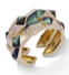 Edgy Double Ring (Semi-diamond, 18k yellow gold, abalone shell)