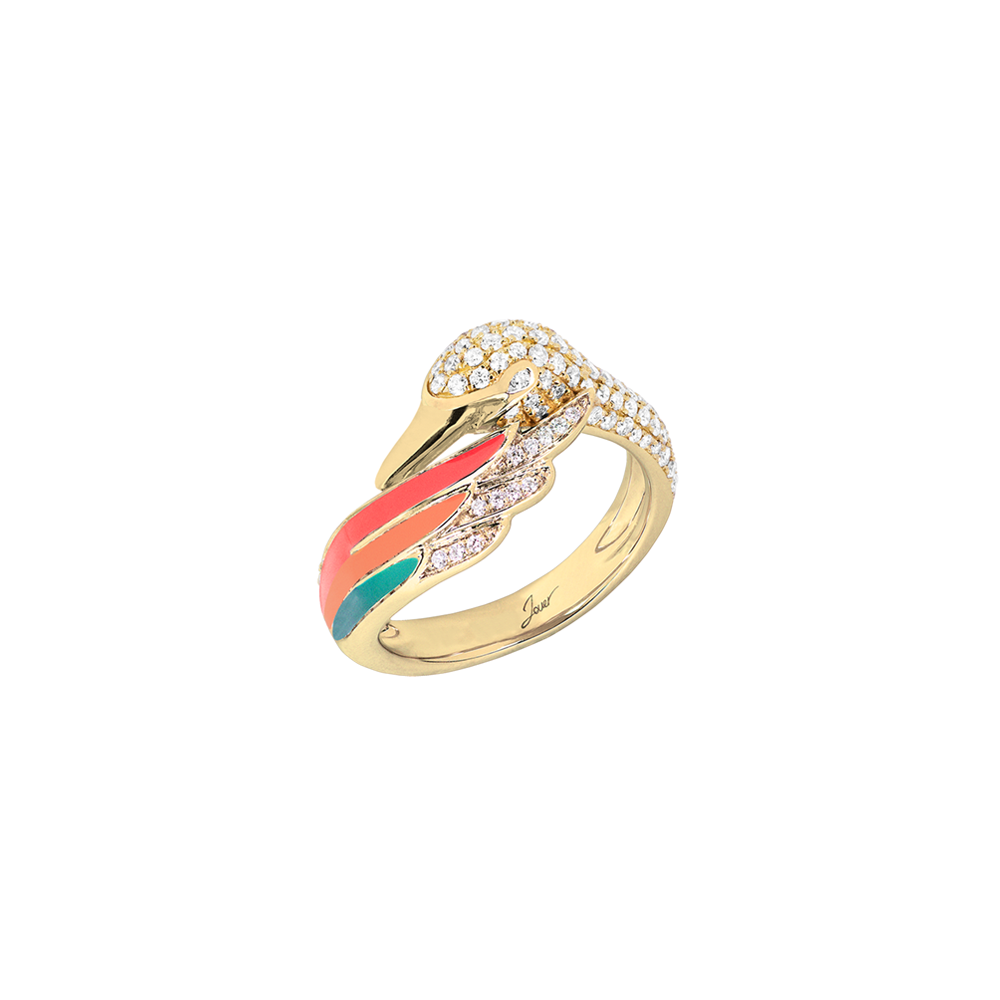 Artist Swan Ring<br> (Full Diamond, 9K Solid Gold)