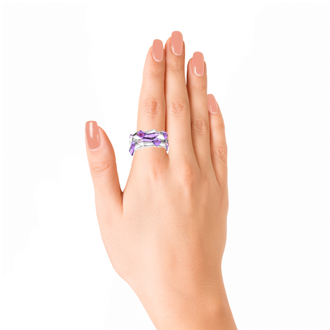 Hidden: Edgy Double Unisex Ring<br>(No Diamonds, 9K Solid Gold)