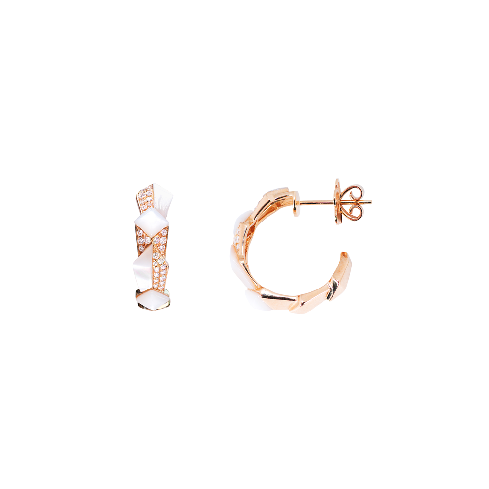 Edgy Round Hoops<br> (Full Diamond, 18K Solid Gold)
