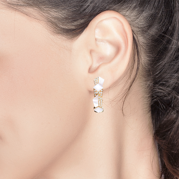 Edgy Round Hoops<br> (Full Diamond, 18K Solid Gold)