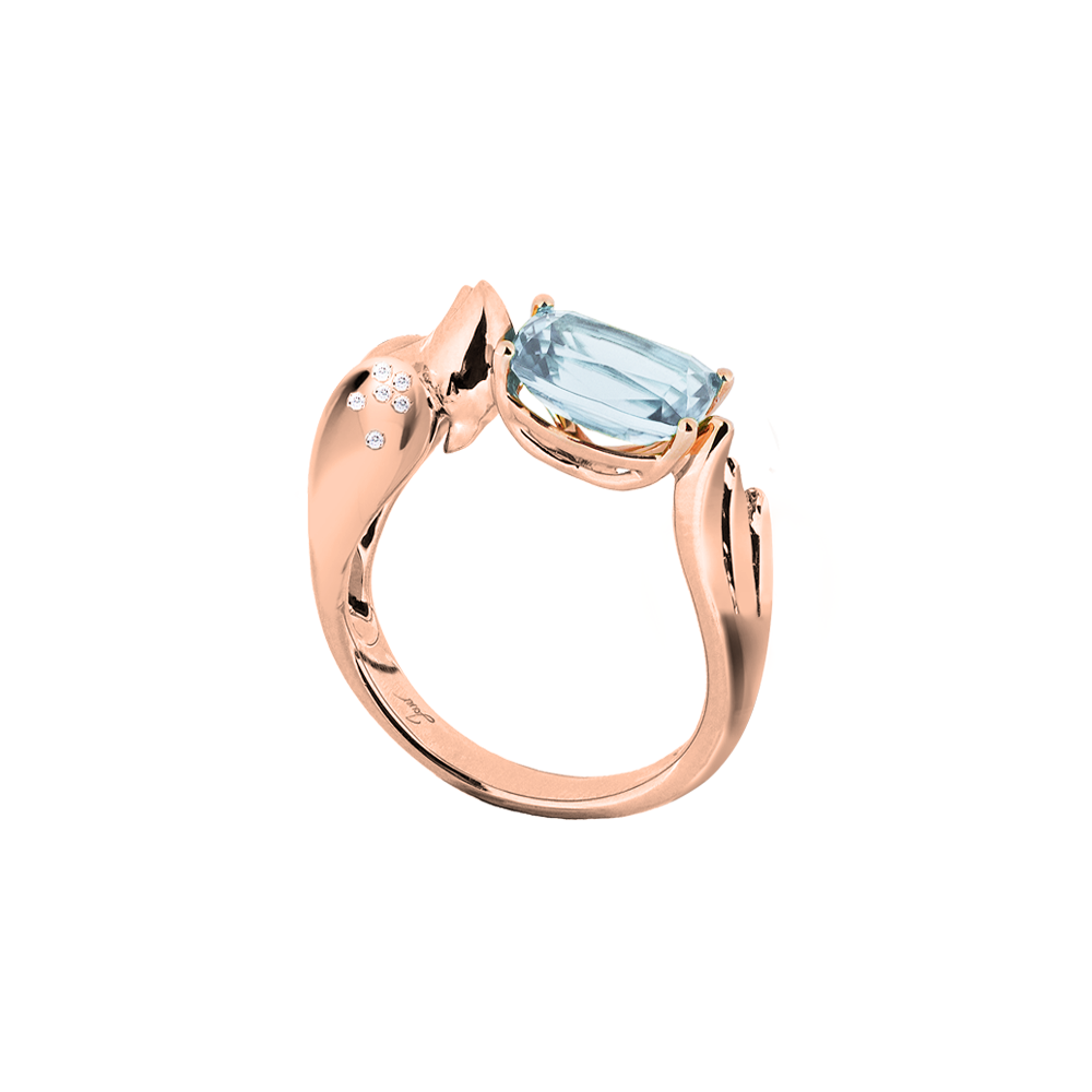 Lover Peace Ring<br> (Semi-Diamond, 18K Solid Gold)
