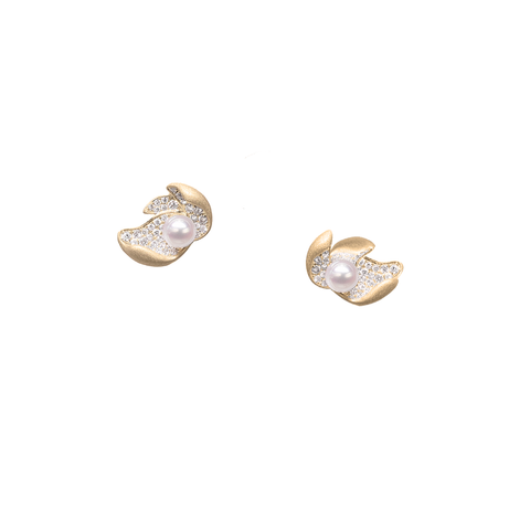 Ocean Lily Studs <br>(Full Diamond, 18K Solid Gold)